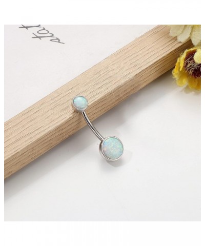 Sterling Silver 14G Belly Button Ring Opal CZ Navel Piercing Jewelry Long Bar Belly Rings for Women 12mm Silver-Opal 1 $11.39...