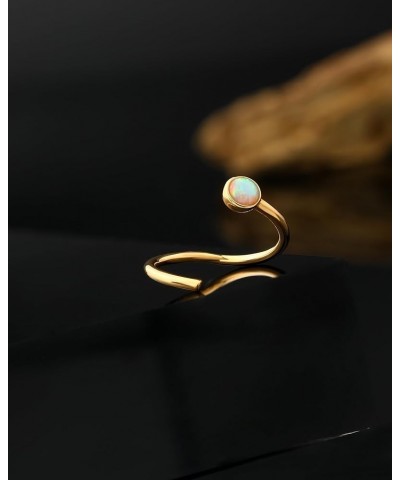 14K Gold Nose Rings Hoop 18g Cartilage Hoop Opal Lip Piercing Jewelry Tragus Rook Helix Earring Daith Piercing Jewelry for Wo...