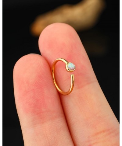 14K Gold Nose Rings Hoop 18g Cartilage Hoop Opal Lip Piercing Jewelry Tragus Rook Helix Earring Daith Piercing Jewelry for Wo...