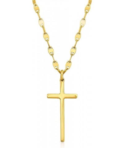 Italian 18kt Gold Over Sterling Cross and Mirror-Link Chain Necklace 18.0 Inches $28.27 Necklaces