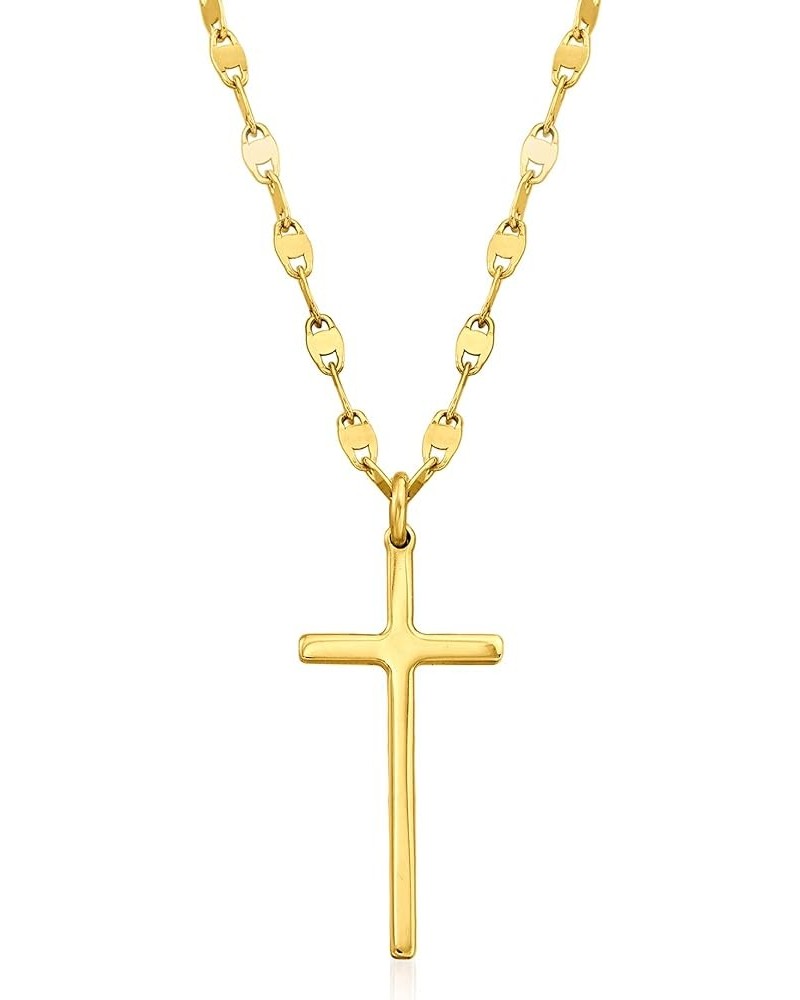 Italian 18kt Gold Over Sterling Cross and Mirror-Link Chain Necklace 18.0 Inches $28.27 Necklaces