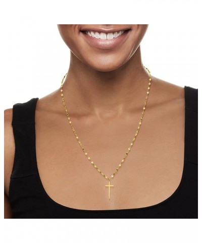 Italian 18kt Gold Over Sterling Cross and Mirror-Link Chain Necklace 18.0 Inches $28.27 Necklaces