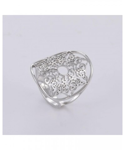 Stainless Steel Resizable Metatron Rings Adjustable Hollow Finger Rings Flower of Life Jewelry for Women Silver-Style I $8.15...