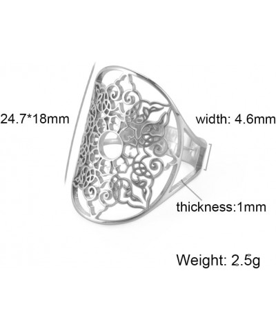 Stainless Steel Resizable Metatron Rings Adjustable Hollow Finger Rings Flower of Life Jewelry for Women Silver-Style I $8.15...