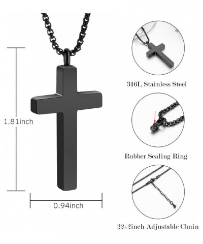 Cremation Necklace for Ashes Stainless Steel Cross Pendant Urn Necklace Memorial Keepsake Jewelry for Men Women Black $10.08 ...