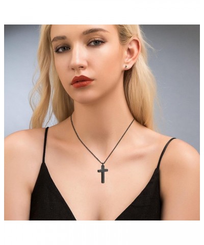 Cremation Necklace for Ashes Stainless Steel Cross Pendant Urn Necklace Memorial Keepsake Jewelry for Men Women Black $10.08 ...