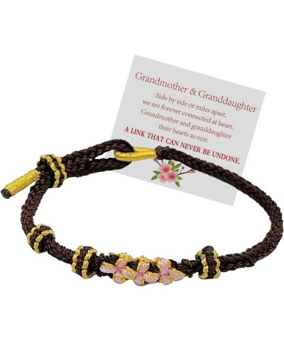 To My Granddaughter Bracelet A Link That Can Never Be Undone Peach Blossom Bracelet,Adjustable Braided Bracelet for Teen Girl...