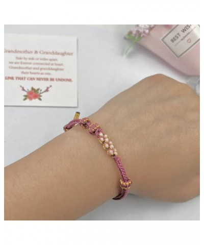 To My Granddaughter Bracelet A Link That Can Never Be Undone Peach Blossom Bracelet,Adjustable Braided Bracelet for Teen Girl...