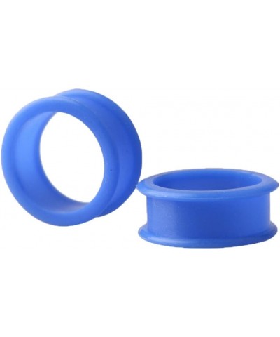 1 PAIR (2pcs) BLUE SILICONE FLAT FLARE TUNNELS Double Flare Gauges Thin Soft Flexible Flesh Plugs 1022 $7.95 Body Jewelry