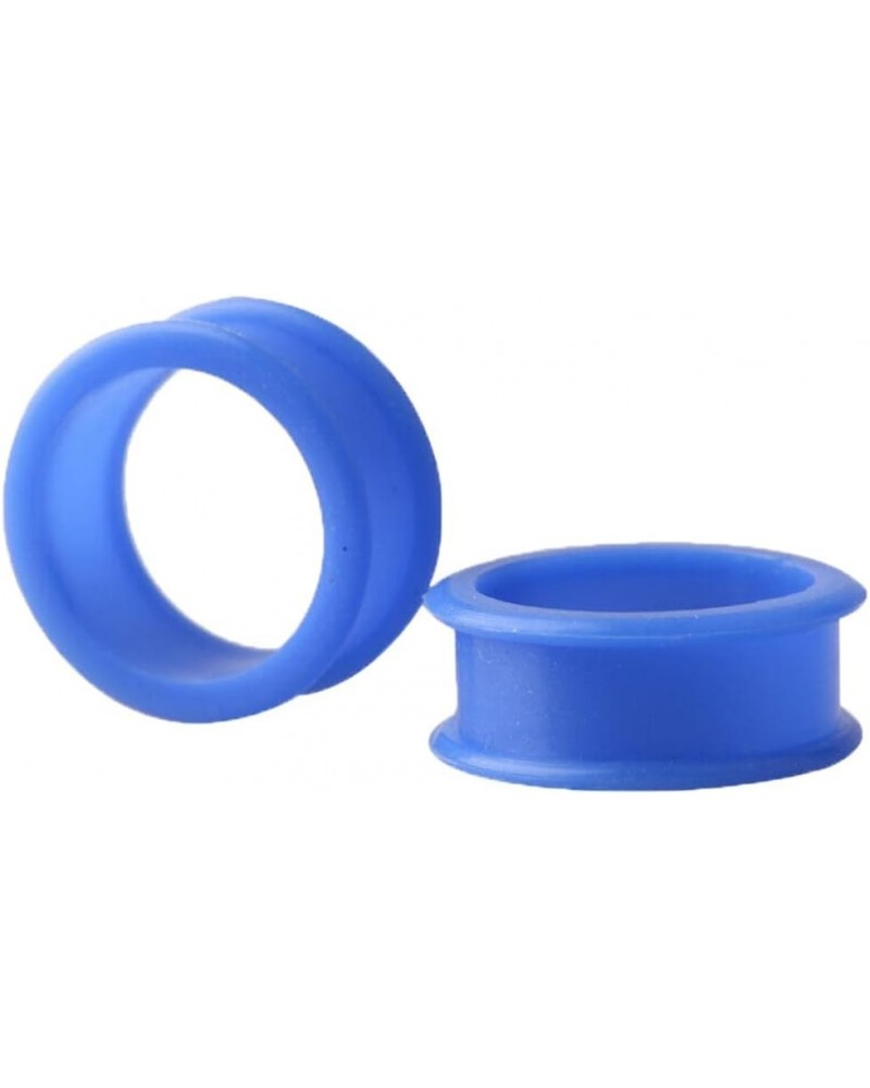 1 PAIR (2pcs) BLUE SILICONE FLAT FLARE TUNNELS Double Flare Gauges Thin Soft Flexible Flesh Plugs 1022 $7.95 Body Jewelry