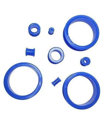 1 PAIR (2pcs) BLUE SILICONE FLAT FLARE TUNNELS Double Flare Gauges Thin Soft Flexible Flesh Plugs 1022 $7.95 Body Jewelry