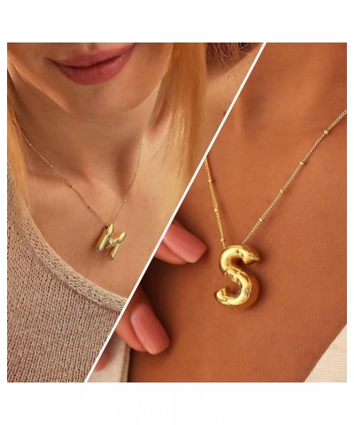 Bubble Letter Necklace Balloon Initial Necklaces for Women Girls Dainty Alphabet Pendant 18K Gold Plated name necklace Person...