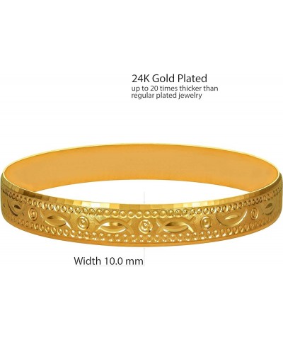 10mm Bangle Bracelet 24k Real Gold Plated for Women and Girls 2.5 Inches $22.92 Bracelets