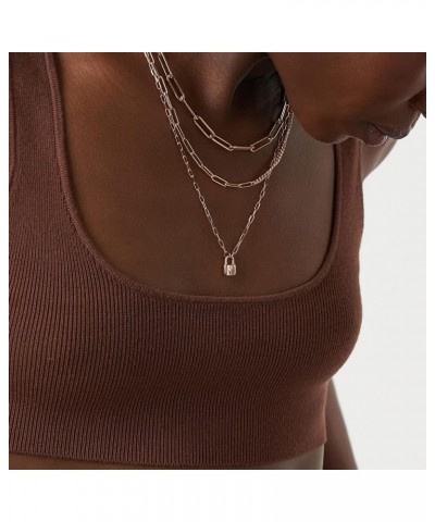 Oak&Luna - Personalized Initial Lock Necklace Diamond: Rose Gold Vermeil $40.38 Necklaces