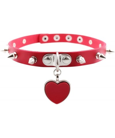 4Pcs Harajuku Rivets Choker PU Leather Collar Gothic Necklace Adjustable Size Neck Accessories 01-Red $10.77 Necklaces