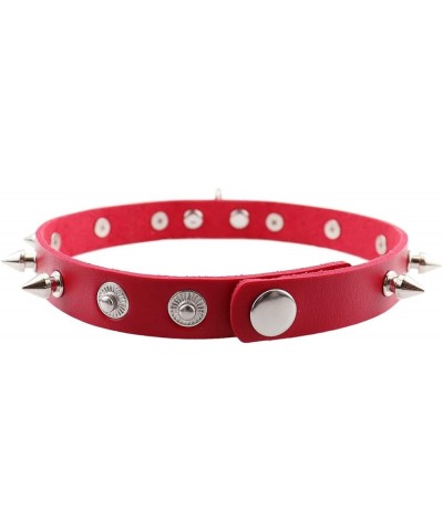 4Pcs Harajuku Rivets Choker PU Leather Collar Gothic Necklace Adjustable Size Neck Accessories 01-Red $10.77 Necklaces