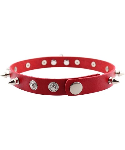 4Pcs Harajuku Rivets Choker PU Leather Collar Gothic Necklace Adjustable Size Neck Accessories 01-Red $10.77 Necklaces