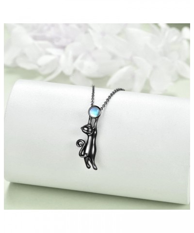 Black Cat Moonstone Necklace for Women Sterling Silver Moon Black Cat Irish Jewelry moonstone 3 $16.80 Necklaces