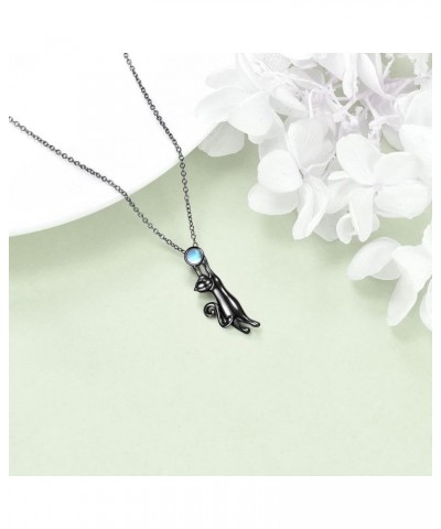 Black Cat Moonstone Necklace for Women Sterling Silver Moon Black Cat Irish Jewelry moonstone 3 $16.80 Necklaces