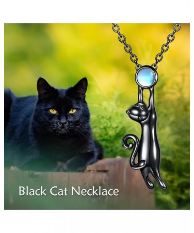 Black Cat Moonstone Necklace for Women Sterling Silver Moon Black Cat Irish Jewelry moonstone 3 $16.80 Necklaces