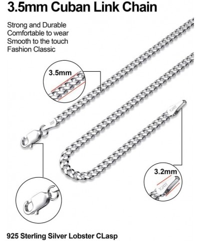 925 Sterling Silver Cuban Chain 3.5/4/5mm Necklace for Men Gold Cuban Link Curb Chain for Women 16-30 Inches 22 3.5mm Silver ...