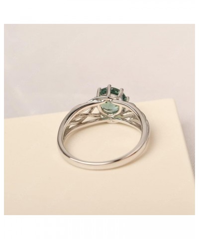 S925 Sterling Silver Round Cut 7 MM Gemstone Ring Personalized Promise Ring Abstract Ring for Women Green Sapphire $54.45 Rings