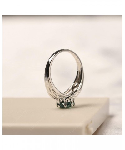 S925 Sterling Silver Round Cut 7 MM Gemstone Ring Personalized Promise Ring Abstract Ring for Women Green Sapphire $54.45 Rings