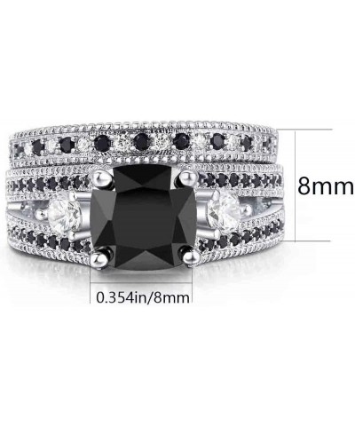 Couple Rings Matching Ring Black 1CT CZ White Gold Plated Women Wedding Ring Sets for Him and Her Rings black and white women...