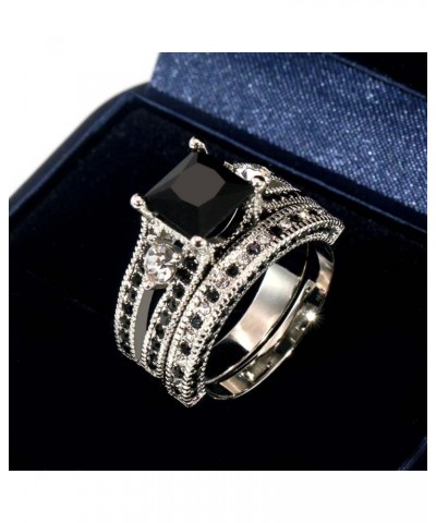 Couple Rings Matching Ring Black 1CT CZ White Gold Plated Women Wedding Ring Sets for Him and Her Rings black and white women...