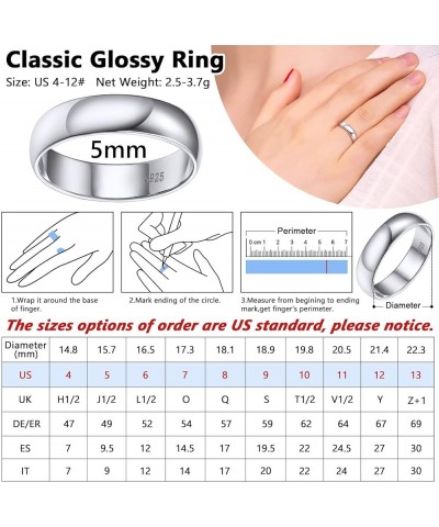 Sterling Silver Polished Band Rings, 2mm/3mm/5mm Rose Gold Eternity Wedding Engagement Bands for Women Men Size 4-12 01. Silv...