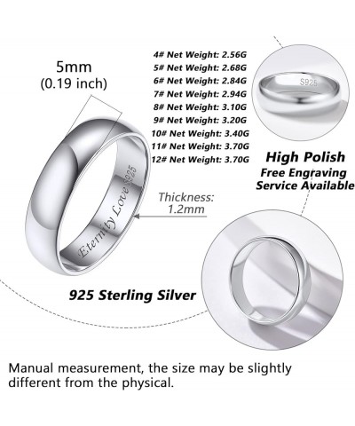 Sterling Silver Polished Band Rings, 2mm/3mm/5mm Rose Gold Eternity Wedding Engagement Bands for Women Men Size 4-12 01. Silv...