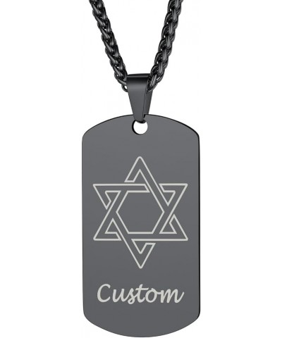 Star of David Necklace for Men 18K Gold/Stainless Steel/Black (Send Gift Box) 7-dog tag-black $10.91 Necklaces