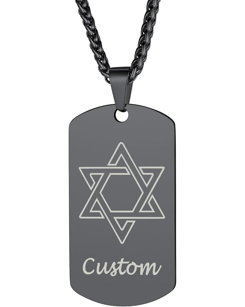 Star of David Necklace for Men 18K Gold/Stainless Steel/Black (Send Gift Box) 7-dog tag-black $10.91 Necklaces