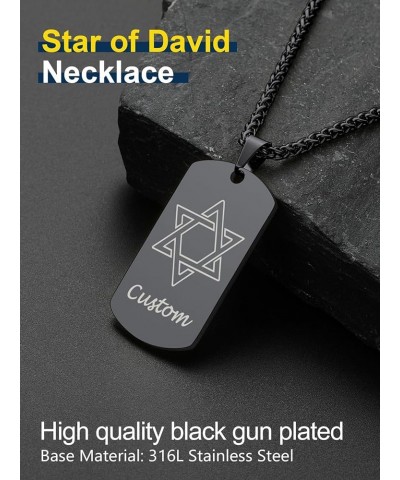 Star of David Necklace for Men 18K Gold/Stainless Steel/Black (Send Gift Box) 7-dog tag-black $10.91 Necklaces