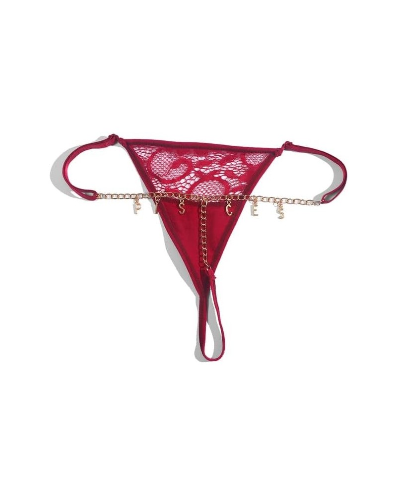 Personalized Sexy Thong for Women Custom Lace Letter Panties Chain Underwear Lover Gift for Birthday Valentine's Day 1-5lette...