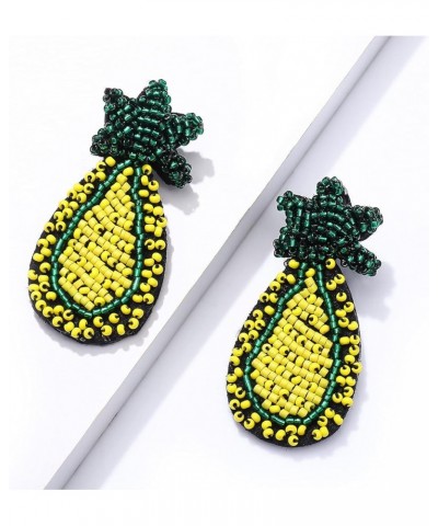 Beaded Dangle Earrings Handmade Bead Avocado Pineapple Watermelon Earrings Bohemia Statement Fruit Drop Earrings Summer Beach...