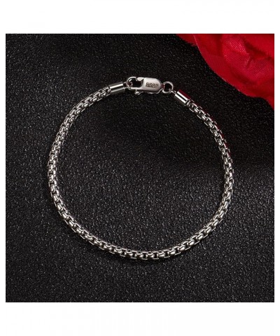 S925 Sterling Silver Italian Craftsmanship 3MM-5MM Square Rolo Link Round Boxed Bracelet for Women Men Couple Valentine Jewel...