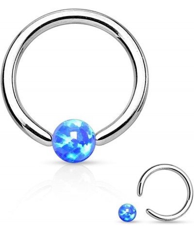 SYNTHETIC OPAL BALL 316L SURGICAL STEEL CAPTIVE BEAD RING (SOLD PER PIECE) Length: 5/16" (8mm) Opal Blue $10.61 Body Jewelry