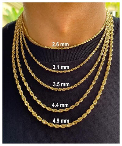 14K and 10K Real Gold Rope Chain - 2.6mm 3.1mm 3.5mm 4.4mm 4.9mm Diamond Cut Twist Link Chain For Men - Dainty Yellow Gold Pe...