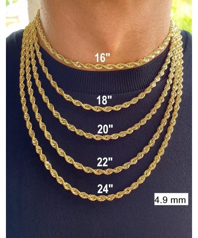 14K and 10K Real Gold Rope Chain - 2.6mm 3.1mm 3.5mm 4.4mm 4.9mm Diamond Cut Twist Link Chain For Men - Dainty Yellow Gold Pe...