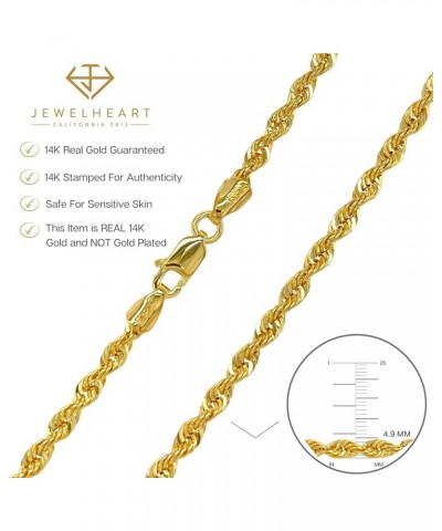 14K and 10K Real Gold Rope Chain - 2.6mm 3.1mm 3.5mm 4.4mm 4.9mm Diamond Cut Twist Link Chain For Men - Dainty Yellow Gold Pe...