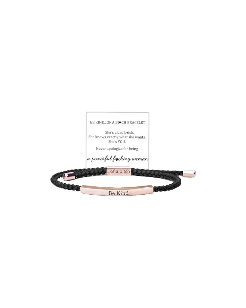 Be Kind of a Bitch Bracelet, Adjustable Hand Braided Wrap Bracelet for Women Jewelry Gifts Bracelet Rose Gold Black $9.71 Bra...