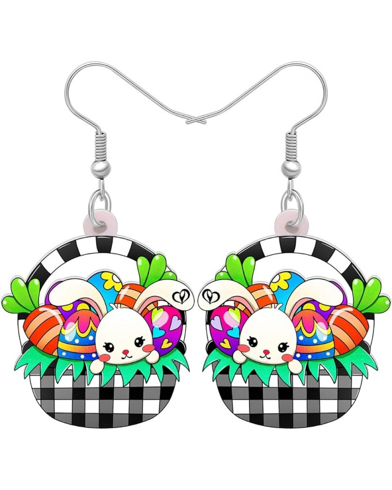 Acrylic Drop Dangle Easter Basket Bunny Hare Rabbit Earrings Jewelry For Women Girls Gift Charms Cloud $7.14 Earrings