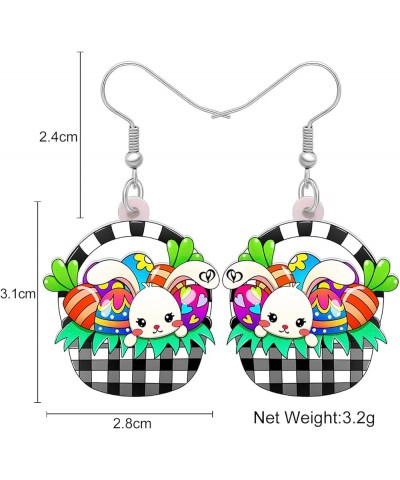 Acrylic Drop Dangle Easter Basket Bunny Hare Rabbit Earrings Jewelry For Women Girls Gift Charms Cloud $7.14 Earrings