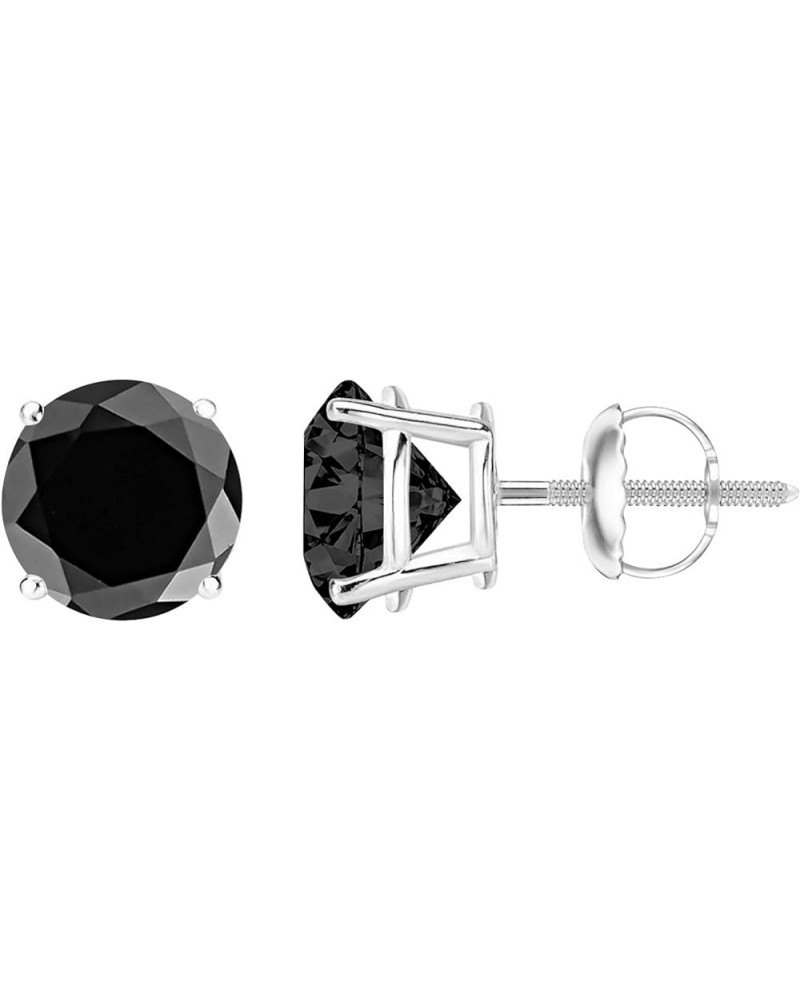 1/2-10 Carat Total Weight Black Diamond Stud Earrings 4 Prong Screw Back 5.01 Carat 14K White Gold $447.84 Earrings