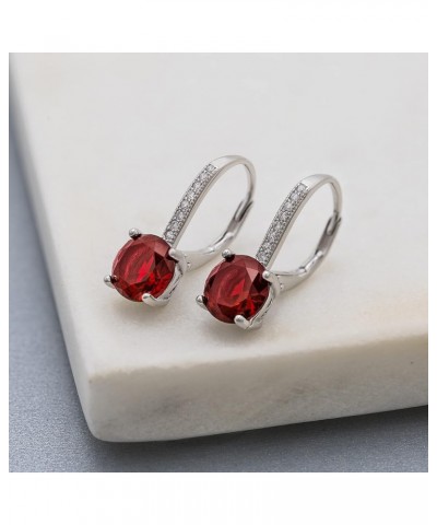 Rhodium Plated 925 Sterling Silver Cubic Zirconia Drop Leverback Bridal Earrings for Women Imitation Birthstone July $10.56 E...