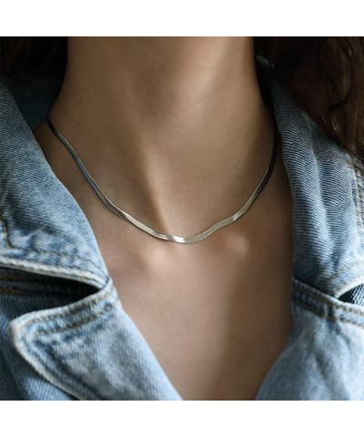 Gold/Silver Stainless Steel Layered Set Necklace Square Linear Paperclip Figaro Chain Flat Chain Thick Short Metal Men's Wome...