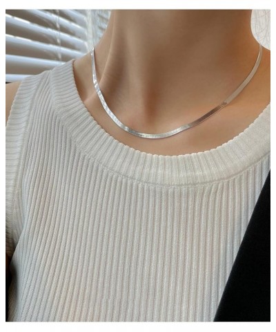 Gold/Silver Stainless Steel Layered Set Necklace Square Linear Paperclip Figaro Chain Flat Chain Thick Short Metal Men's Wome...