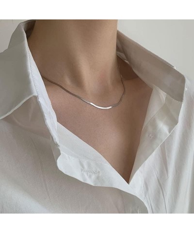 Gold/Silver Stainless Steel Layered Set Necklace Square Linear Paperclip Figaro Chain Flat Chain Thick Short Metal Men's Wome...