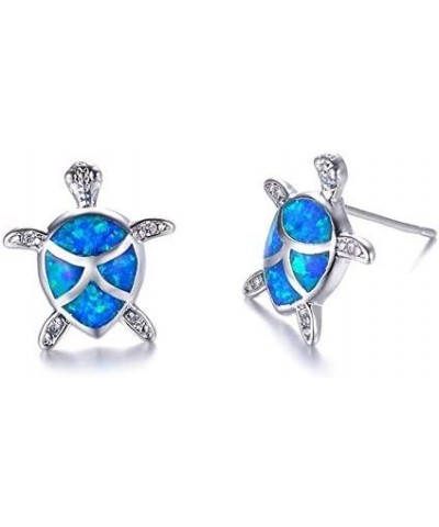 Turtle Stud Earrings - 3 Sets of 3D Rhinestone & Howlite in White, Blue & Green Color, Women Small Sea Turtles with Push Back...